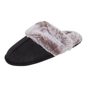 Jessica Simpson Comfy Faux Fur Black Memory Foam Cozy House Slipper Size 9-10